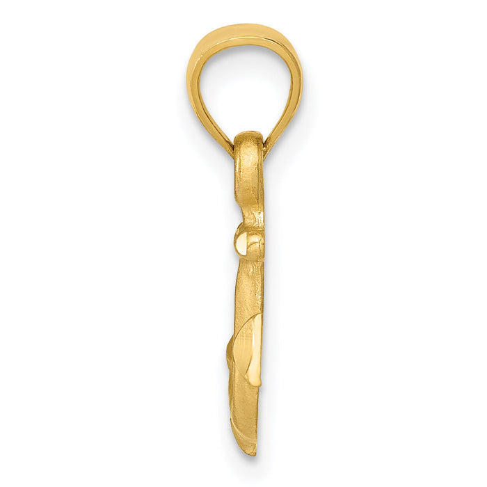 14K Diamond-cut Anchor Pendant-K3089