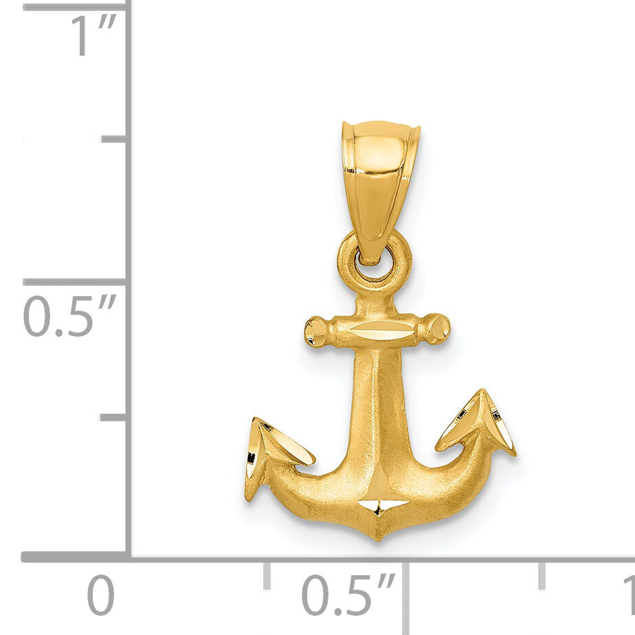 14K Diamond-cut Anchor Pendant-K3089
