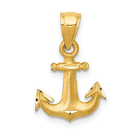 14K Diamond-cut Anchor Pendant-K3089