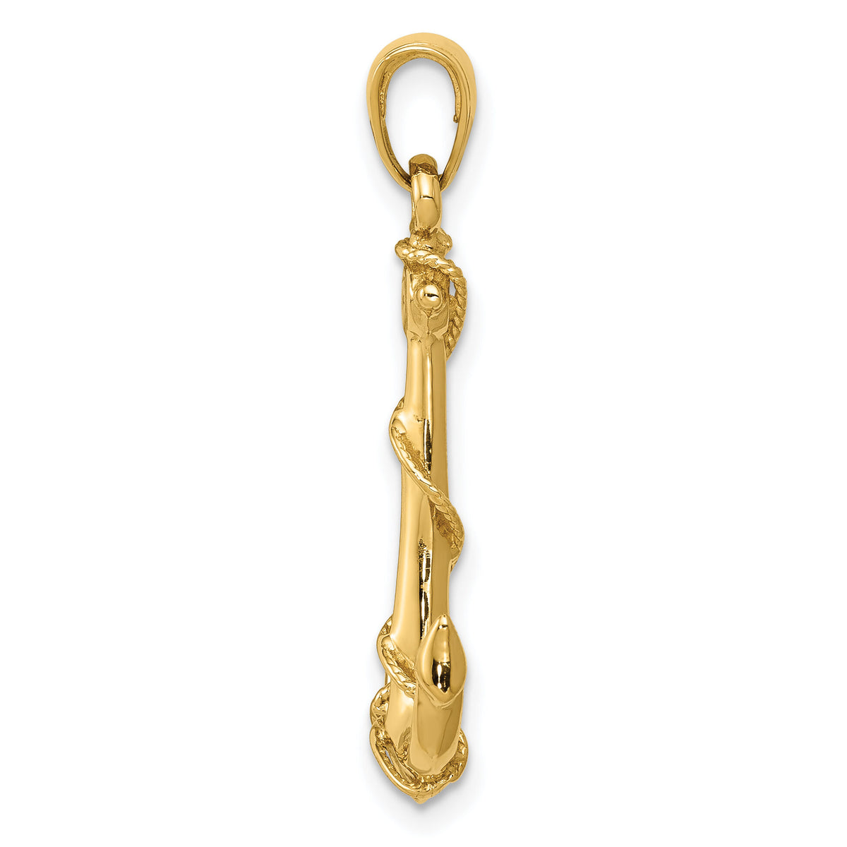 14K  3D Anchor W/Rope Pendant-K3091