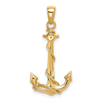 14K  3D Anchor W/Rope Pendant-K3091