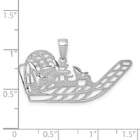 14K White Gold Air Boat Pendant-K3102W