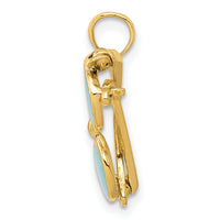 14K 3D Aqua Enameled Sunglasses Pendant-K3106