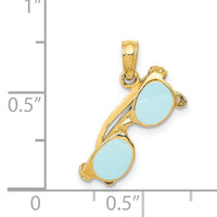 14K 3D Aqua Enameled Sunglasses Pendant-K3106