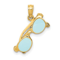 14K 3D Aqua Enameled Sunglasses Pendant-K3106