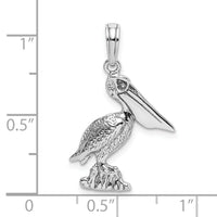 14K White Gold Standing Pelican Charm-K3118W
