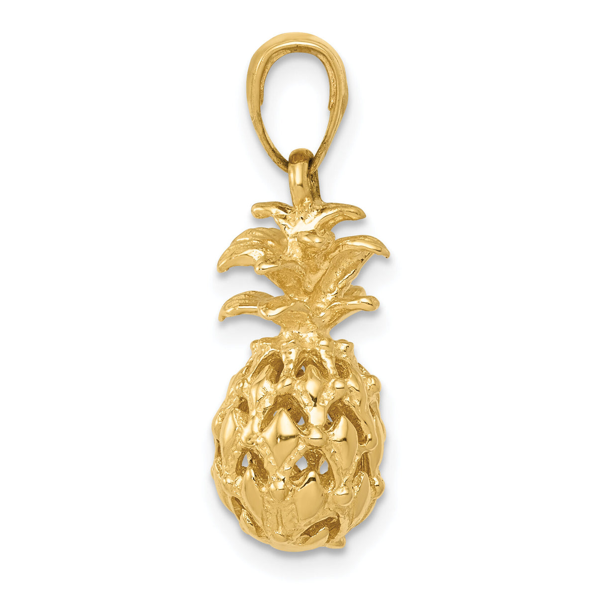 14K  3D Cut-out Pineapple Pendant-K3146