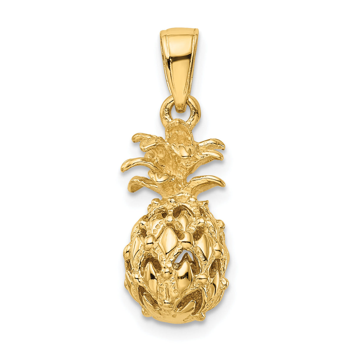 14K  3D Cut-out Pineapple Pendant-K3146