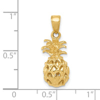 14K  3D Cut-out Pineapple Pendant-K3146