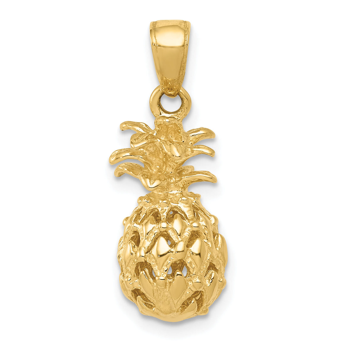 14K  3D Cut-out Pineapple Pendant-K3146