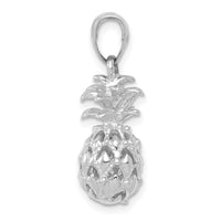 14K White Gold 3D Cut-out Pineapple Pendant-K3146W