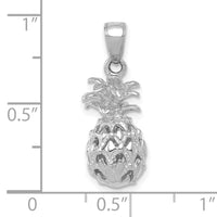 14K White Gold 3D Cut-out Pineapple Pendant-K3146W