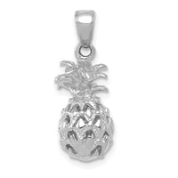 14K White Gold 3D Cut-out Pineapple Pendant-K3146W