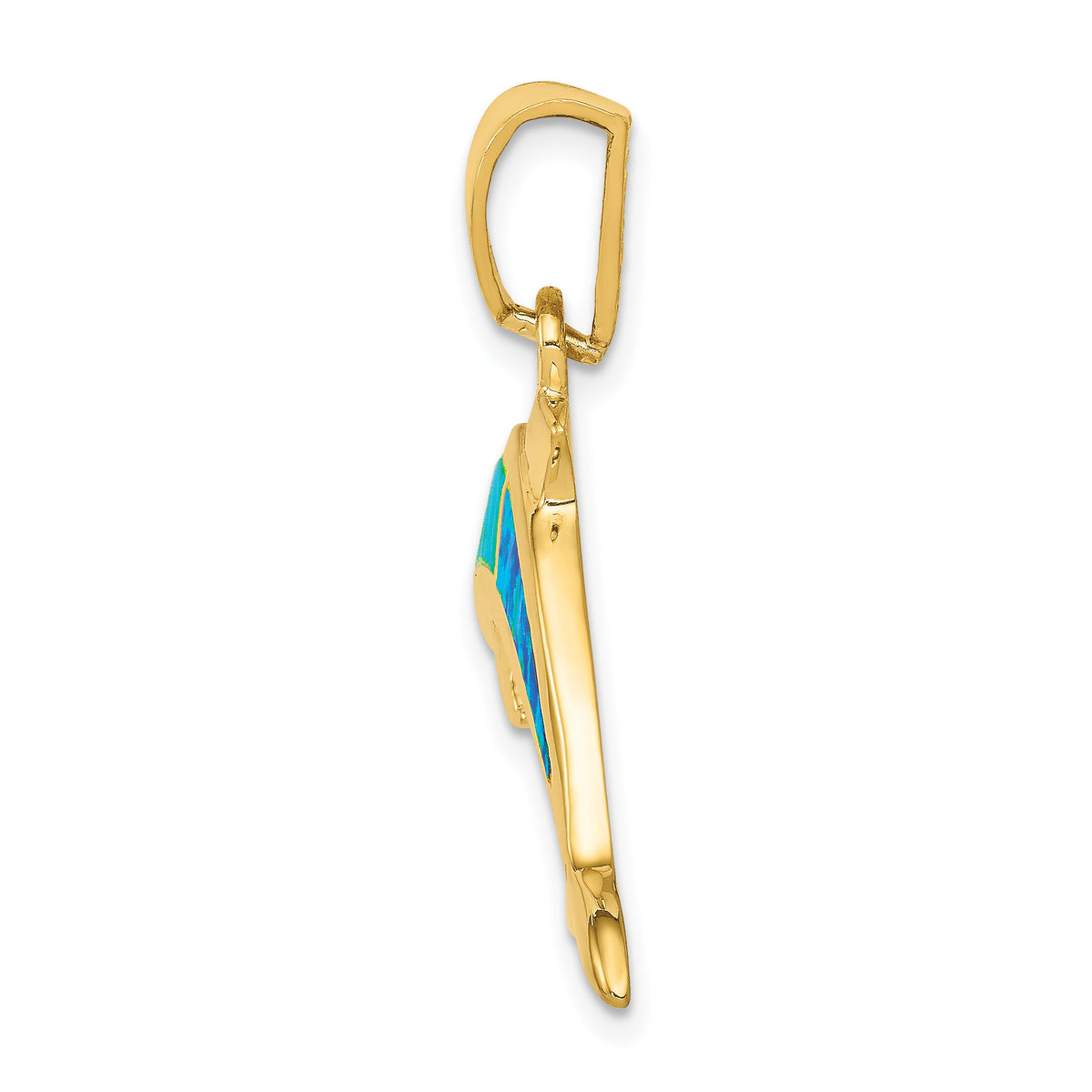 14k Lab Created Opal Dolphin Pendant-K317