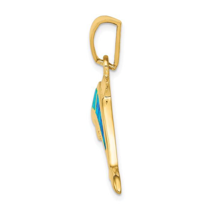 14k Lab Created Opal Dolphin Pendant-K317