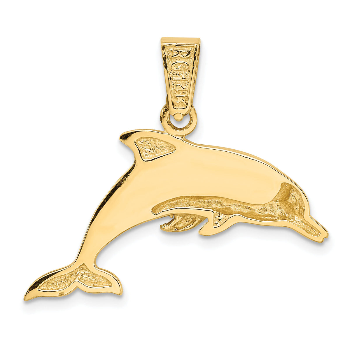 14k Lab Created Opal Dolphin Pendant-K317
