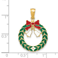 14k Enameled Christmas Wreath Pendant-K3181