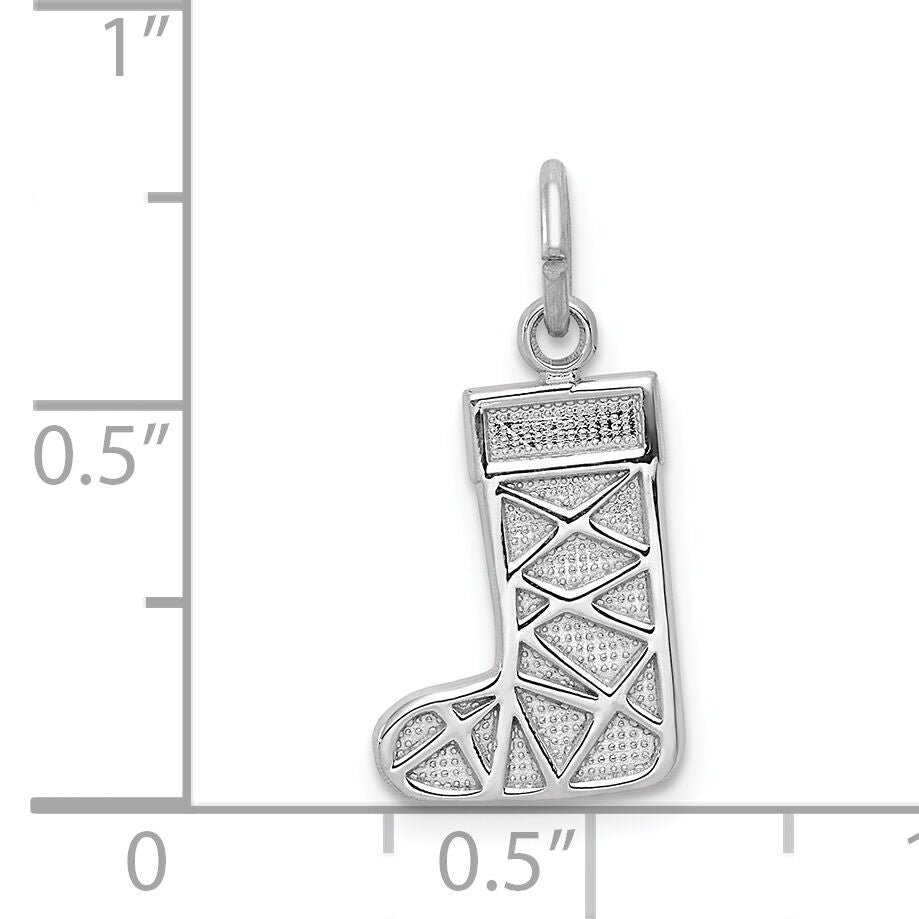 14k White Gold Christmas Stocking Charm-K3188
