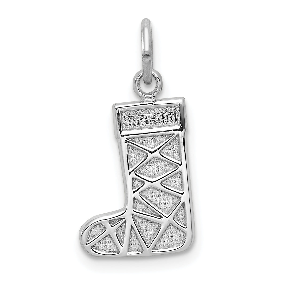 14k White Gold Christmas Stocking Charm-K3188