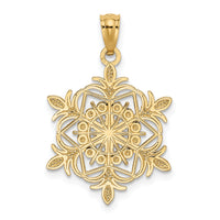 14k w/ Rhodium Diamond-cut Snowflake Pendant-K3190