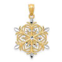 14k w/ Rhodium Diamond-cut Snowflake Pendant-K3190