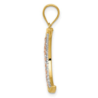 14K Two-tone w/White Rhodium Diamond-cut Moon Pendant-K3199