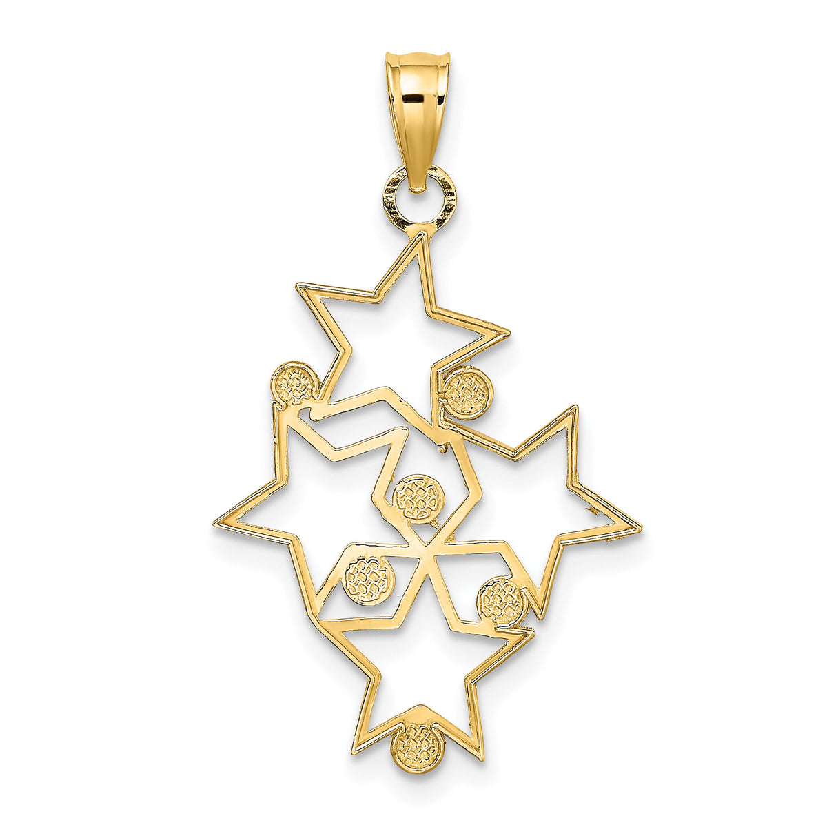 14K w/Rhodium Diamond-cut Star Cluster Charm-K3200
