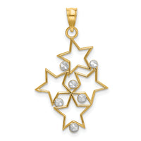 14K w/Rhodium Diamond-cut Star Cluster Charm-K3200