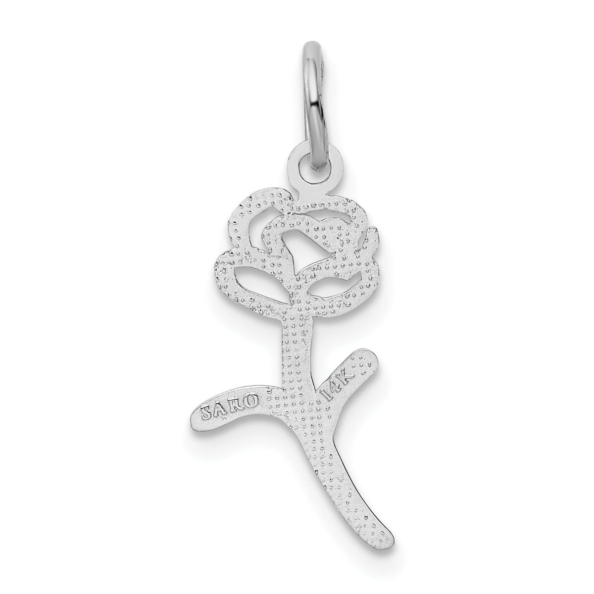 14k White Gold Rose Charm-K3222