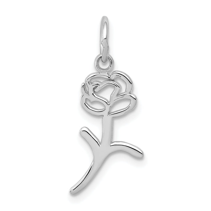 14k White Gold Rose Charm-K3222