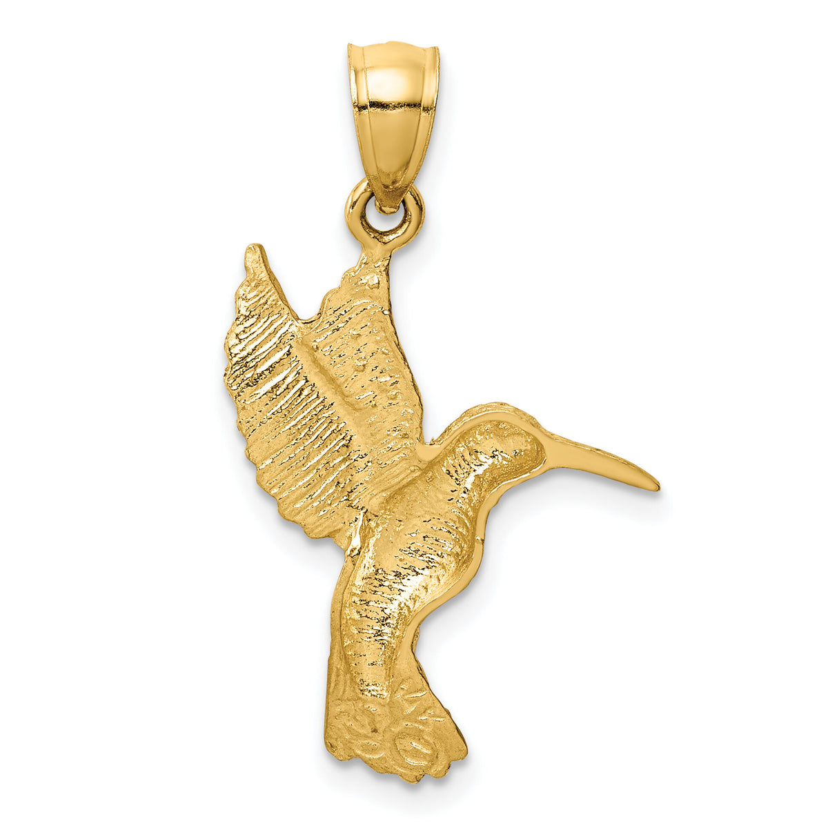 14K Diamond-cut Hummingbird Pendant-K3227