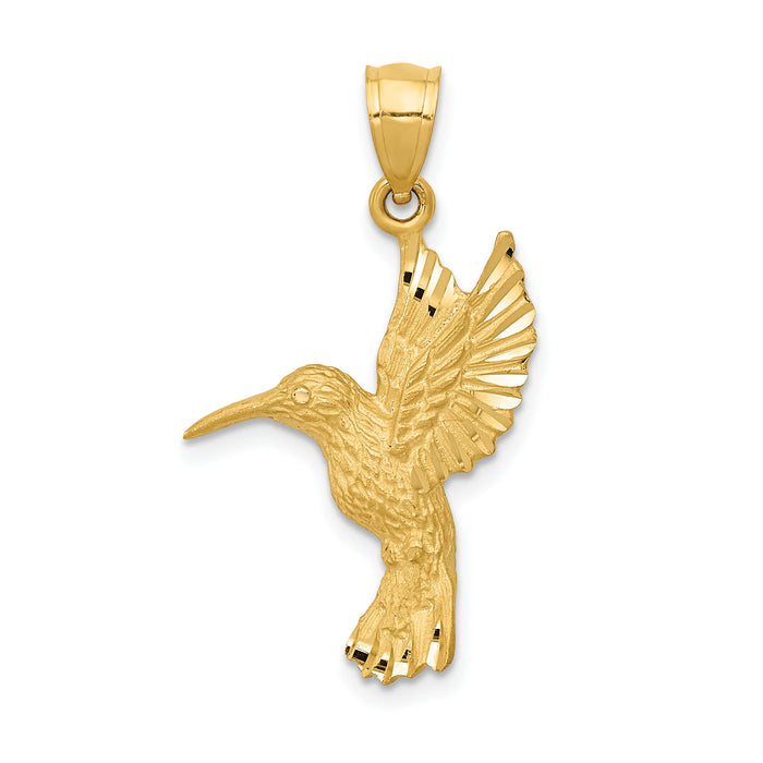 14K Diamond-cut Hummingbird Pendant-K3227