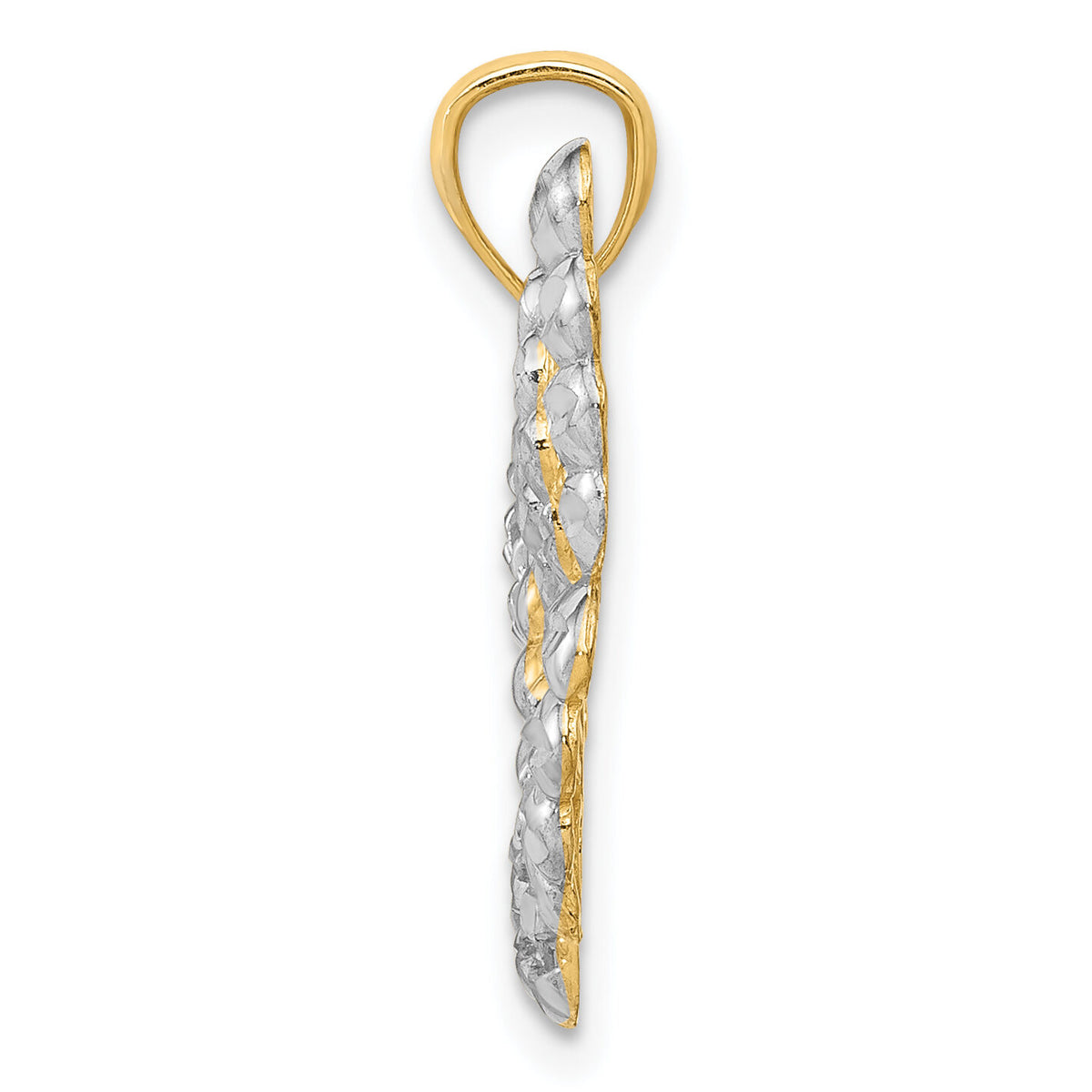 14k and Rhodium Diamond-cut Butterfly Pendant-K3236