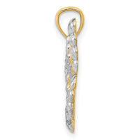 14k and Rhodium Diamond-cut Butterfly Pendant-K3236