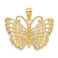 14k and Rhodium Diamond-cut Butterfly Pendant-K3236