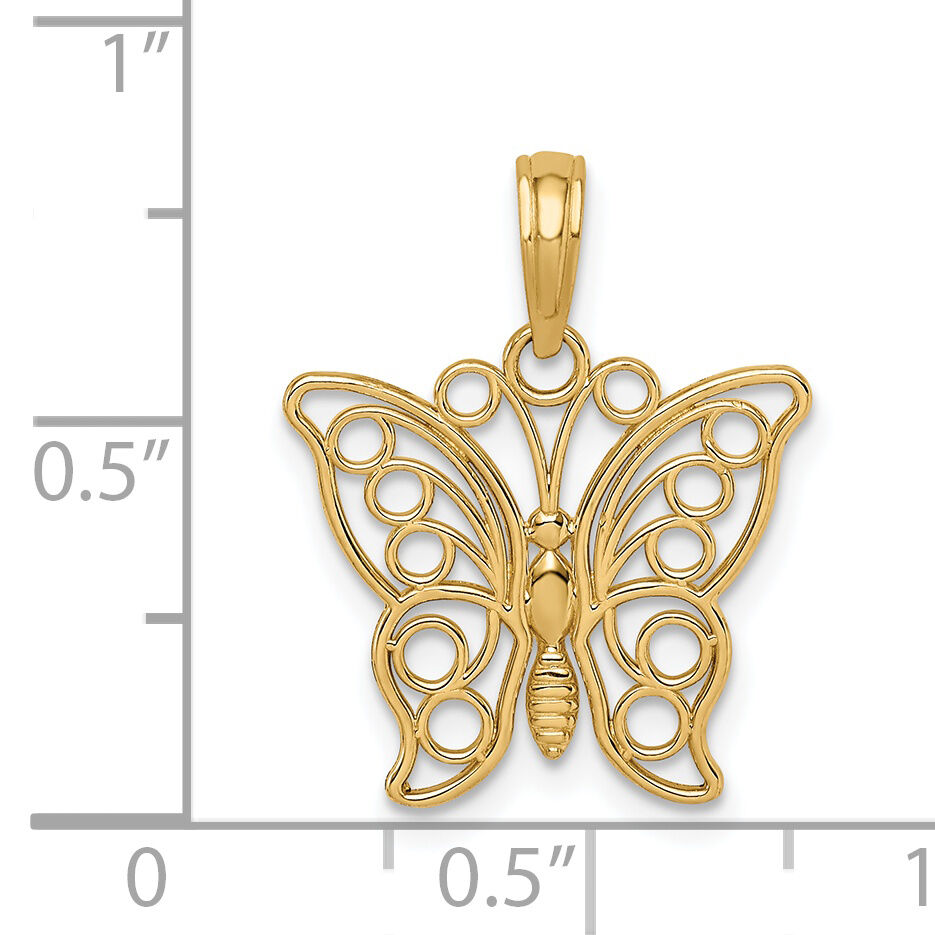 14K Cut-out Butterfly Large Pendant-K3243