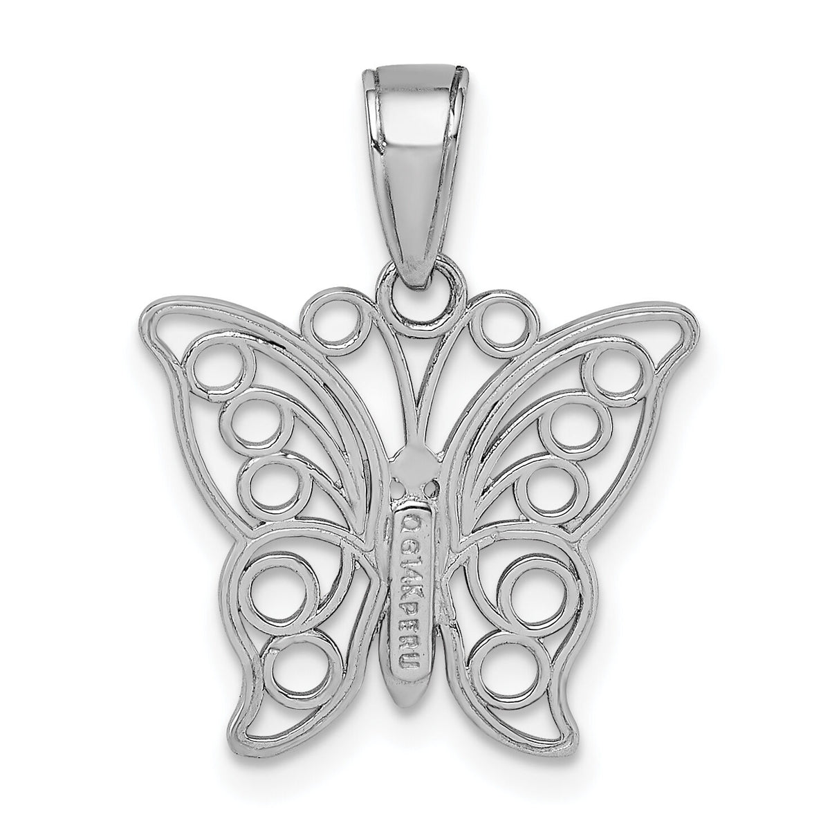 14K White Gold Cut-out Butterfly Large Pendant-K3243W