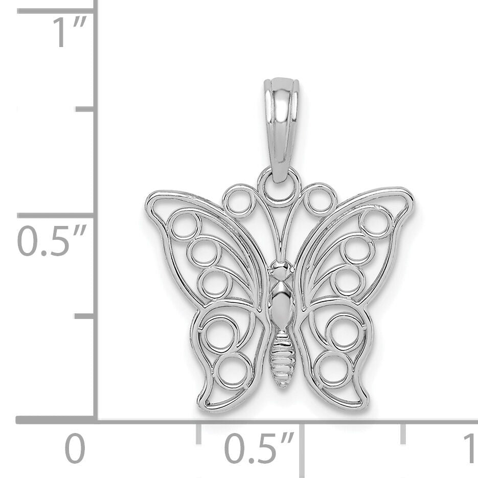 14K White Gold Cut-out Butterfly Large Pendant-K3243W