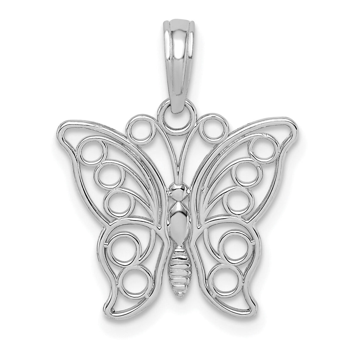 14K White Gold Cut-out Butterfly Large Pendant-K3243W