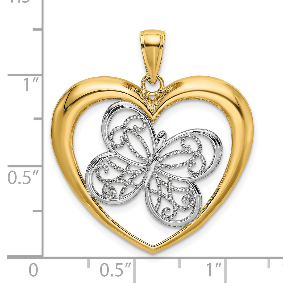 14k w/Rhodium Butterfly in Heart Charm-K3247