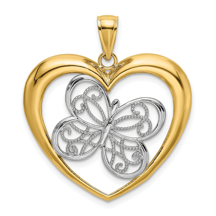 14k w/Rhodium Butterfly in Heart Charm-K3247