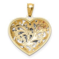 14k Tri color Butterfly Heart Pendant-K3250