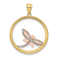 14K Two-tone w/White Rhodium Dragonfly Pendant-K3257