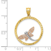 14K Two-tone w/White Rhodium Dragonfly Pendant-K3257