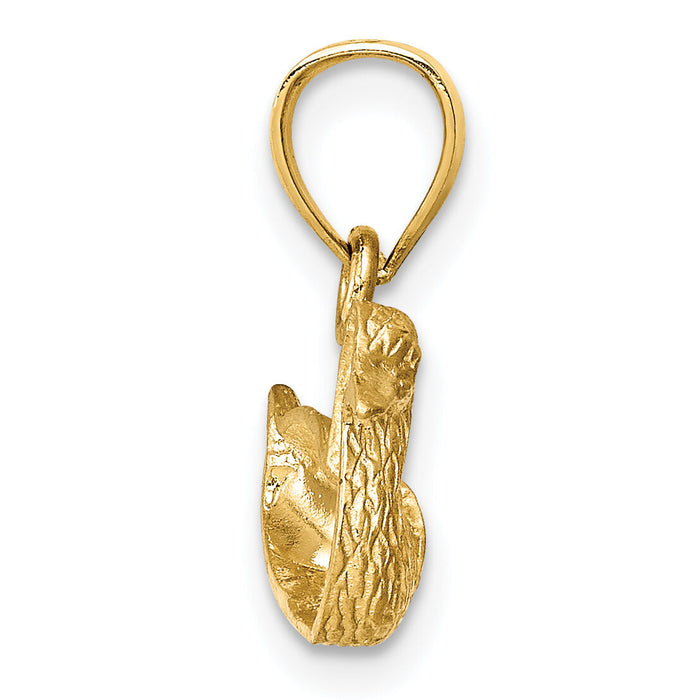 14K Diamond-cut Duck Pendant-K3266