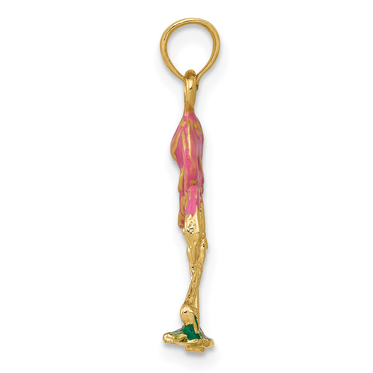 14k Enameled Flamingo Pendant-K3269