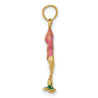 14k Enameled Flamingo Pendant-K3269