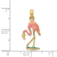 14k Enameled Flamingo Pendant-K3269