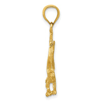14K Satin Diamond-cut Eagle Pendant-K3273