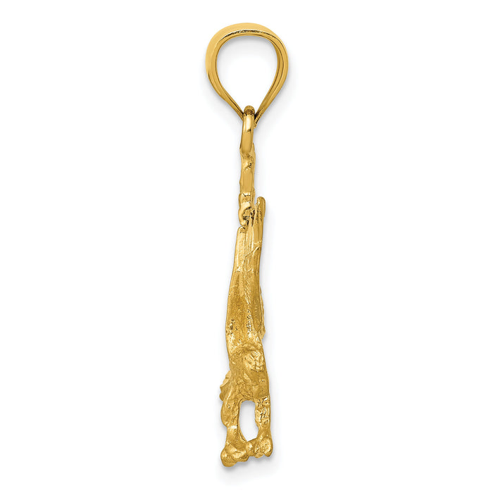 14K Satin Diamond-cut Eagle Pendant-K3273
